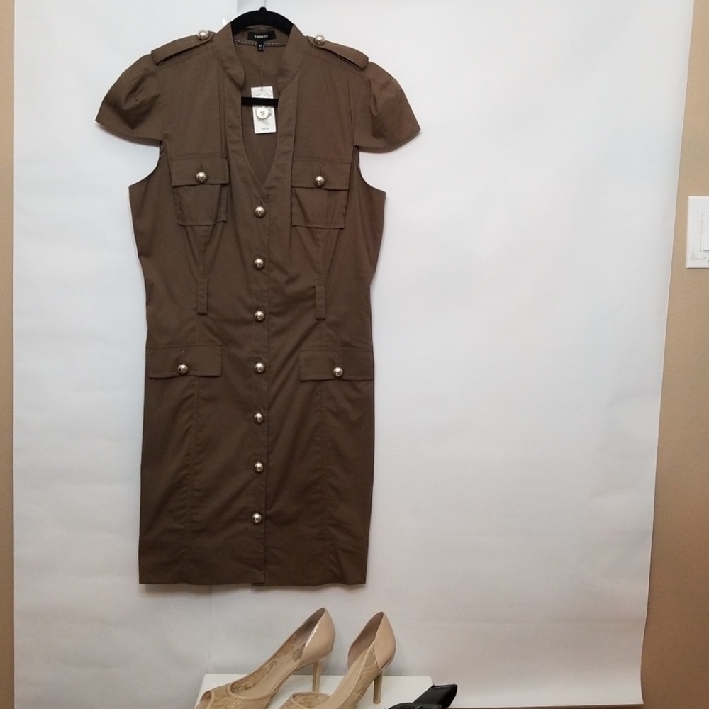 NWT olive green express dress size 10